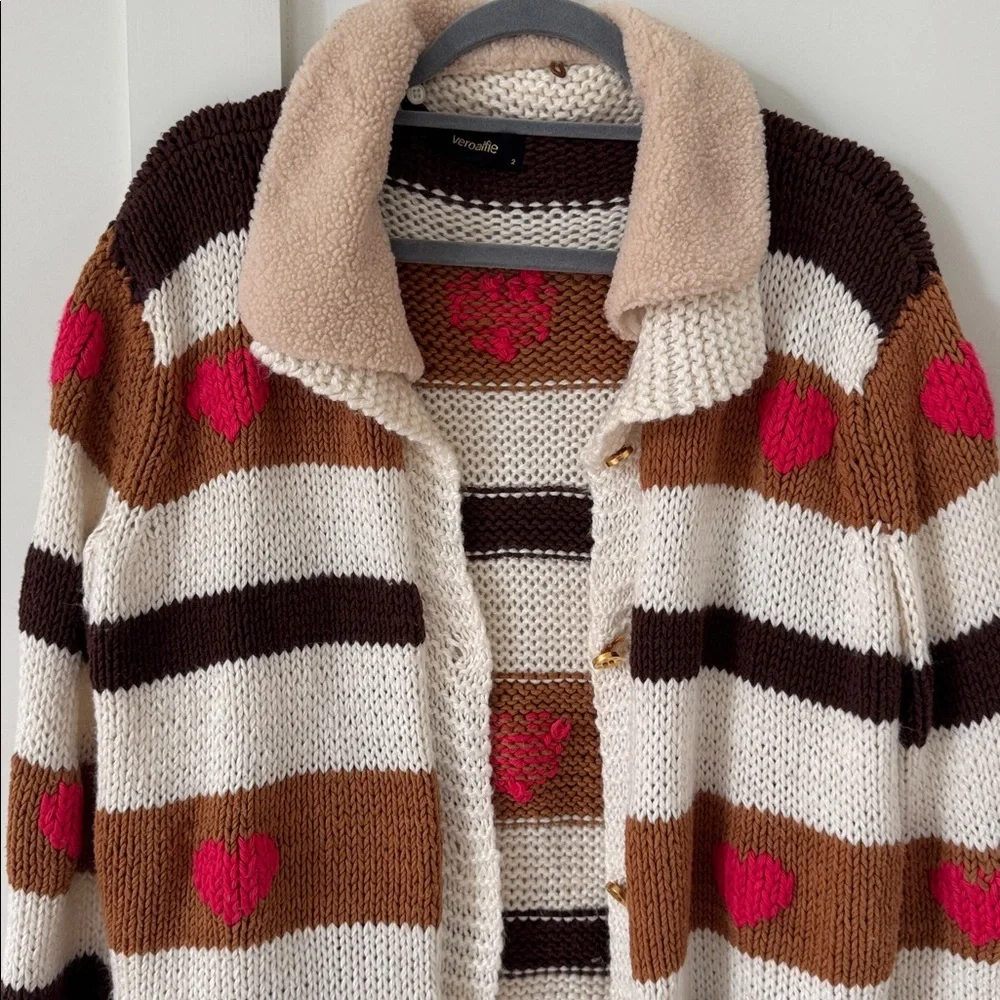 Anthropologie Vero Alfie Hand-Knit Cardigan Sweater Size 2 - Picture 5 of 16